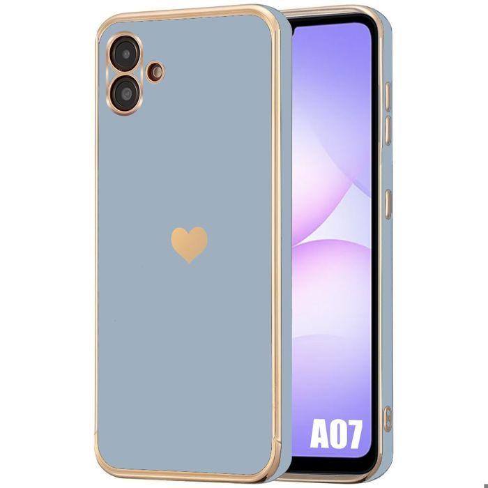 Coque de Protection - BOOLING - Samsung Galaxy A07 - Silicone Slim Antichoc avec Motif Cœur - Bleu