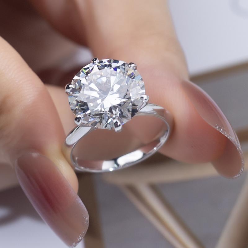 Messi Jewelry Белое золото 18 карат Круглая огранка Искусственный бриллиант Женские роскошные обручальные кольца