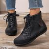 Sneakers Women's Autumn and Winter New Autumn and Winter Short Boots Front Lace-up Side Zipper Thick Sole Solid Color Single Shoes Women