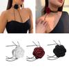 Sexy Neck-Band Necklace Cool Retro-Black Rope Necklace Camellia Choker Collar Chain for Women Girls Jewelry Ornament