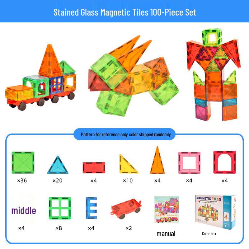 Stained Glass Magnetic Blocks Refill Pack: Children's Educational Building Toys