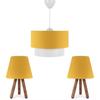 Комплект из трех люстр и абажуров Art, деревянная ножка, желтое тканевое изголовье для спальни, детской комнаты, гостиной