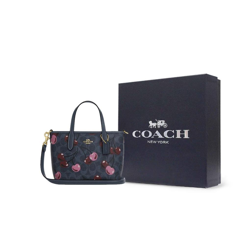 Coach City 15 Zipper Closure Logo Canvas Tote Bag Shopping Shoulder Crossbody Handbag Mini Women Tote Denim-Blue Mixed-Colors CY737-IMDEI