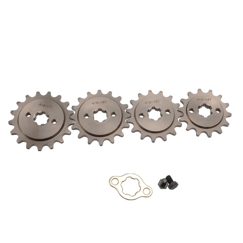 415 Chain 17mm 14T 15T 16T 17T Teeth Front Engine Sprockets With Retainer Plate Locker For Motorcycle Motorized Bicycle Moped