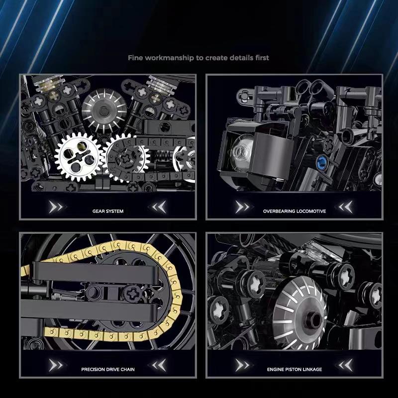Технические Мотоциклы Строительные Блоки Кирпичи Дюк Харлей Мотоцикл Гоночный Автомобиль Сборная Модель Moc Транспортные Средства Игрушки для Детей Подарок