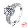 Luxury S925 Sterling Silver Wedding Rings for Women Shiny Zircon Engagement Ring Bridal Jewelry