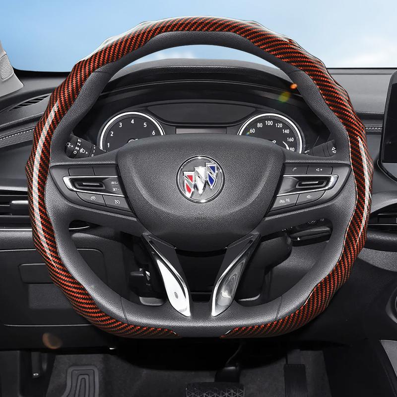Подходит для Buick Чехол на руль с текстурой под карбон, защелкивающийся, волнообразной формы, спортивный дизайн, прочный защитный чехол, Encore Gx Envista Envision