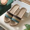 Linen Slippers Household Thick Bottom Straw Summer Men and Women Cool Slippers Home Indoor Non-slip and Non-smelly Feet