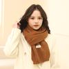 Classic Solid Color Long Label Knitted Yarn Scarf For Women'S Autumn And Winter Korean Style Versatile Warm And Thick Student Scarf For Couples