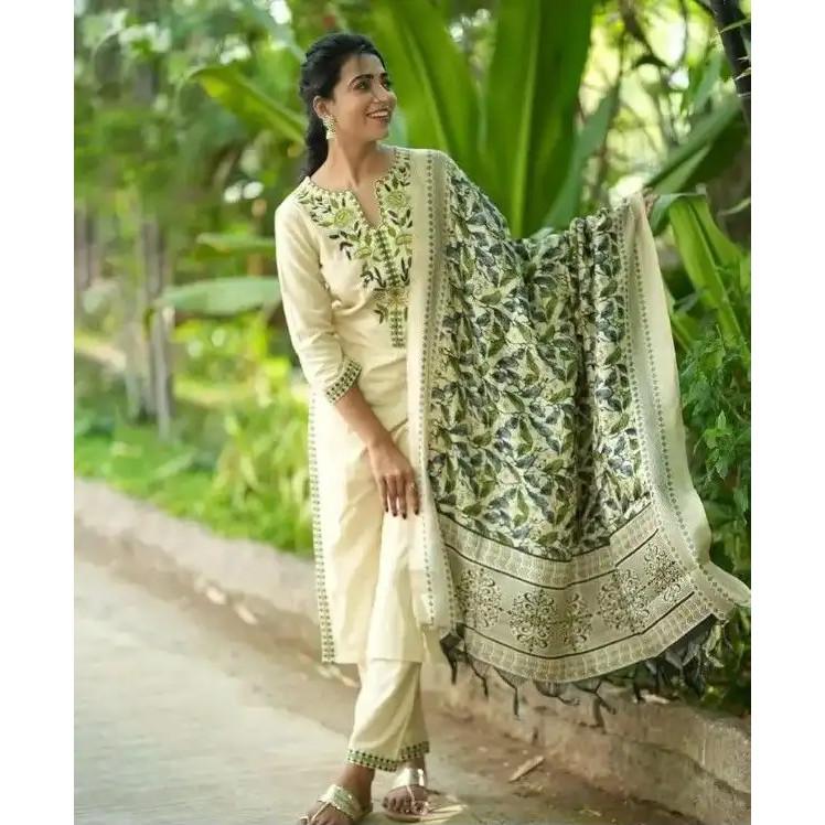 Хлопковый комплект Kurti с брюками и Dupatta, индийский Болливуд, этнический Salwar Kameez