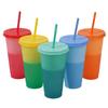Пластиковый стакан с изменением цвета и соломинкой 24 унции Многоразовый стакан для холодной воды Герметичная штабелируемая посуда для использования в помещении и на открытом воздухе