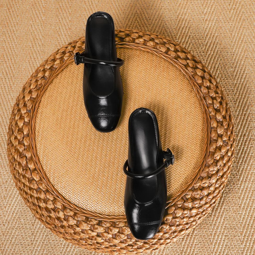 Grape Mother Half-drag Single Shoes Women's Fashion Outer Wear High-end Casual Women's Shoes Korean Version One-pedal Thick-soled Inner Height-increa