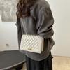 Fashionable Trend Chain Lock New Diamond Indentation Women's Korean Version Simple Crossbody Single Shoulder Small Square Bag Trendy