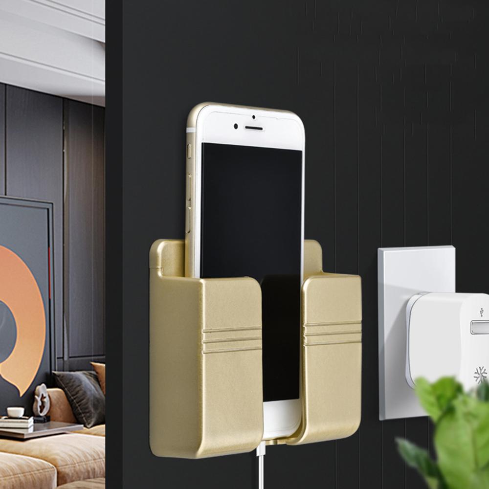 Organizer Punch Free Wall Mounted Mobile Phone Charging Hanging Holder Remote Control Plug Bracket