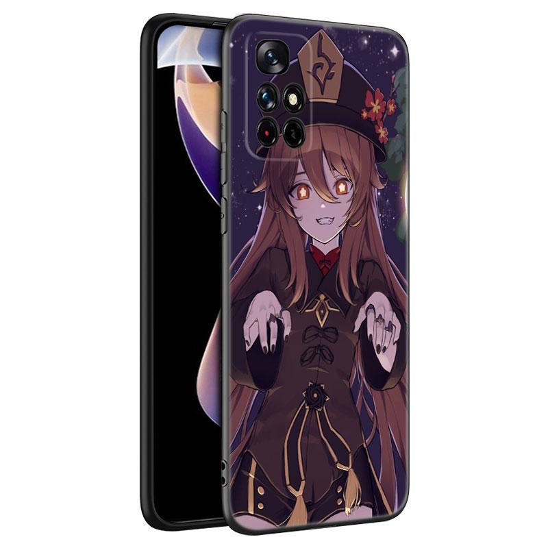 Hu Tao Genshin Impact Black Silicone Phone Case For Xiaomi Redmi Note 10 11 11S 12 13 4G 8 9 11T Pro 5G Plus 8T 9S 10S 12S