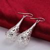 925 Sterling Silver Water Droplet/raindrop Perforated Earrings, Fashionable Wedding Jewelry
