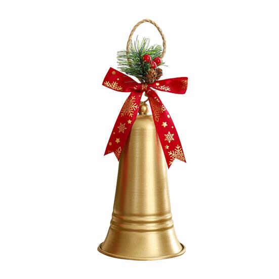 Christmas Bell Hanging Ornaments Rustic Metal Bell Decoration with Artificial Pine
