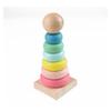 Tower Rainbow Wooden Stacking Toy Kids Colors Number Recognition Game Puzzle