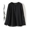 Handmade String Diamond Beaded! High Quality Women's Cut Out Carved Long Sleeves Round Neck T-shirt Fall and Winter Slimming Bottoming Top