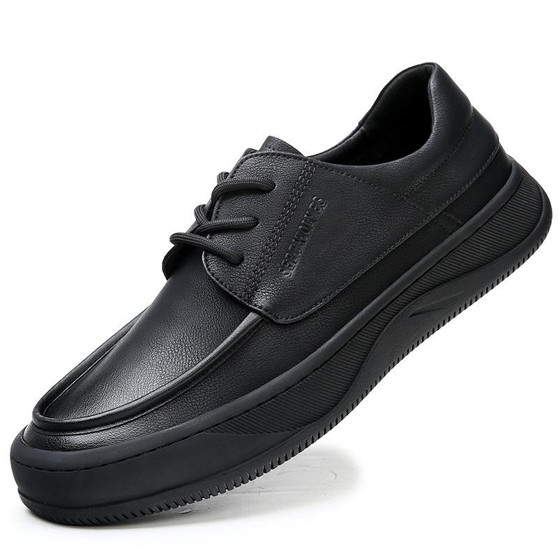 Весна-лето 2025 новая мужская обувь кожаная универсальная платформа модный тренд полая дышащая повседневная кожаная обувь мужской тренд