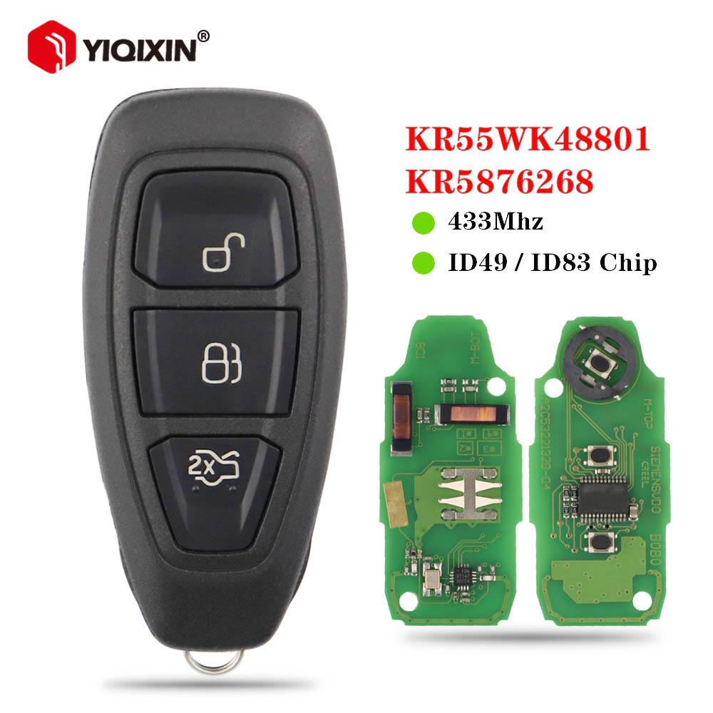 Умный ключ-пульт для Ford Ecosport Kuga Focus C-Max Mondeo Fiesta B-max S-max Galaxy 2011 2012 2013 2014 2015 433 МГц Чип ID49