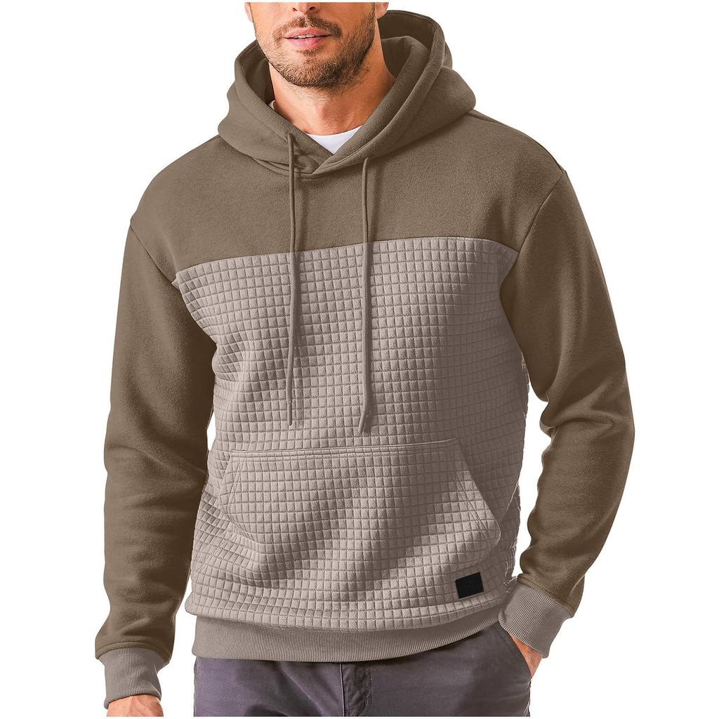 Men's Waffle Color Block Hoodie for Autumn/Winter