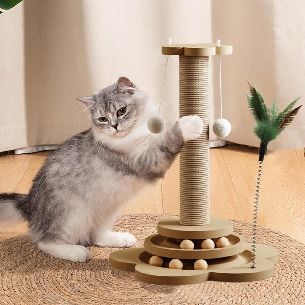 Multi-functional Cat Climbing Rack Wear-resistant Vertical Integrated Pet Toy Brown