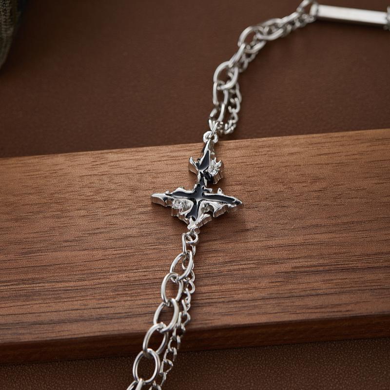 Punk Black Flame Bracelet Ladies Men's Trendy Hip Hop Zircon Vintage Gothic Y2K Charm Kpop Gifts Accessories