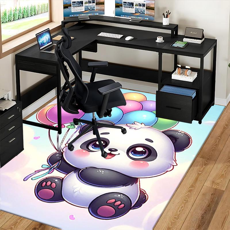 1pc Kawaii Panda Balloons Chair Mat - Anime Cartoon Design, Non-Slip Carpet for Office Chairs, Festive Gift, Suitable for All Seasons, Home Decor, Liv
