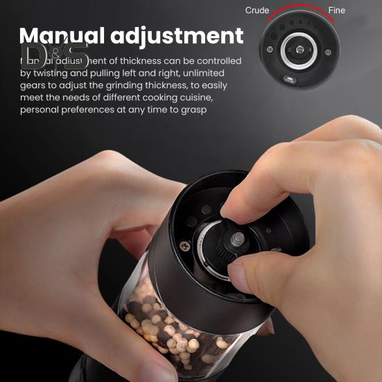 1/2 шт. электрическая мельница для специй, прозрачная видимая светодиодная регулируемая портативная USB перезаряжаемая беспроводная автоматическая соль, перец, приправа, шлифовальный инструмент
