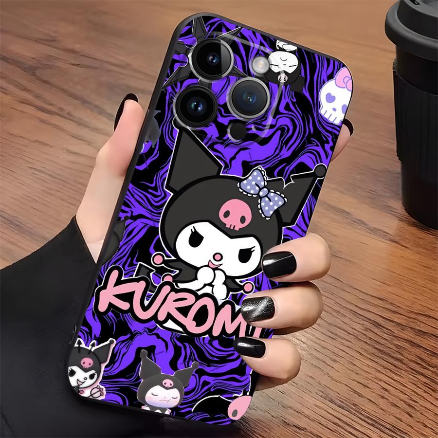 Милый чехол Sanrio Kuromi для iPhone XR 17Air 7 8 13 12 11 17 Pro Max 15 16 14 Plus XS Max Черный Мягкий чехол для телефона