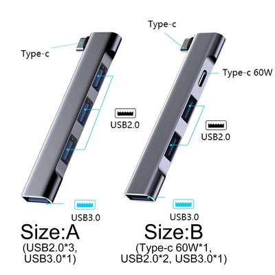 60 Вт Быстрая зарядка USB 3.0 Хаб Разветвитель 4-в-1 с портом Type-C Plug and Play Компактный для ноутбука ПК MacBook