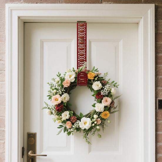 15" Вешалка для венка Металлическая вешалка для венка на дверь Не царапающаяся Накладная вешалка-крючок для Рождества Хэллоуина Входная дверь