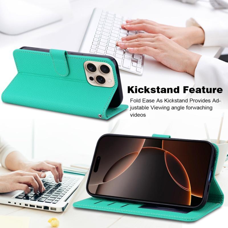 Кожаный кошелек-книжка для For iPhone 17 Pro Max 17 Air 17e Мягкая задняя крышка с держателем для карт