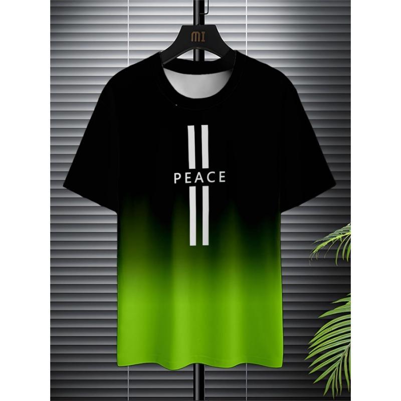 Летний топ с круглым вырезом и 3D-печатью с градиентными буквами, модные повседневные футболки с короткими рукавами для мужчин