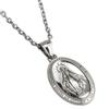 Stainless Steel Mysterious Medal Necklace Virgin Mary Necklace Silver Coin Pendant "silverKYASYA" Men's Women's (50)
