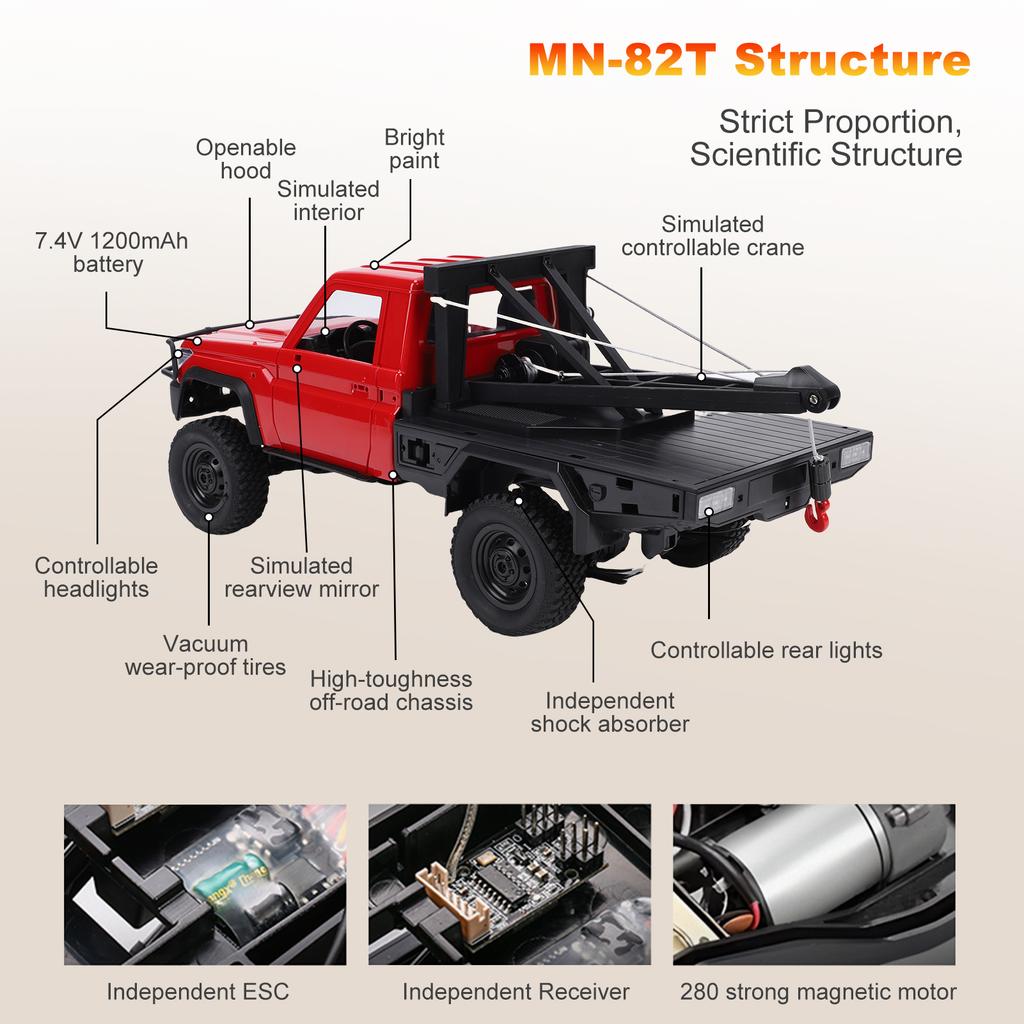 Радиоуправляемый автокран, 1:Внедорожный пикап-краулер 4WD масштаба 1/12 с дистанционным управлением, игрушка на радиоуправлении 2,4 ГГц, со светом, все