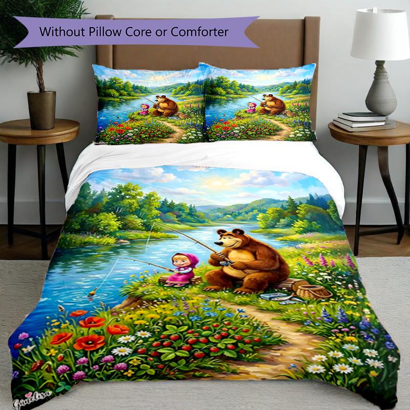 3pcs Duvet Cover Set (1*Duvet Cover + 2*Pillowcase, Without Core),cartoon animation Print Bedding Set, Bedroom Decor, All‑Season, Birthday Gift