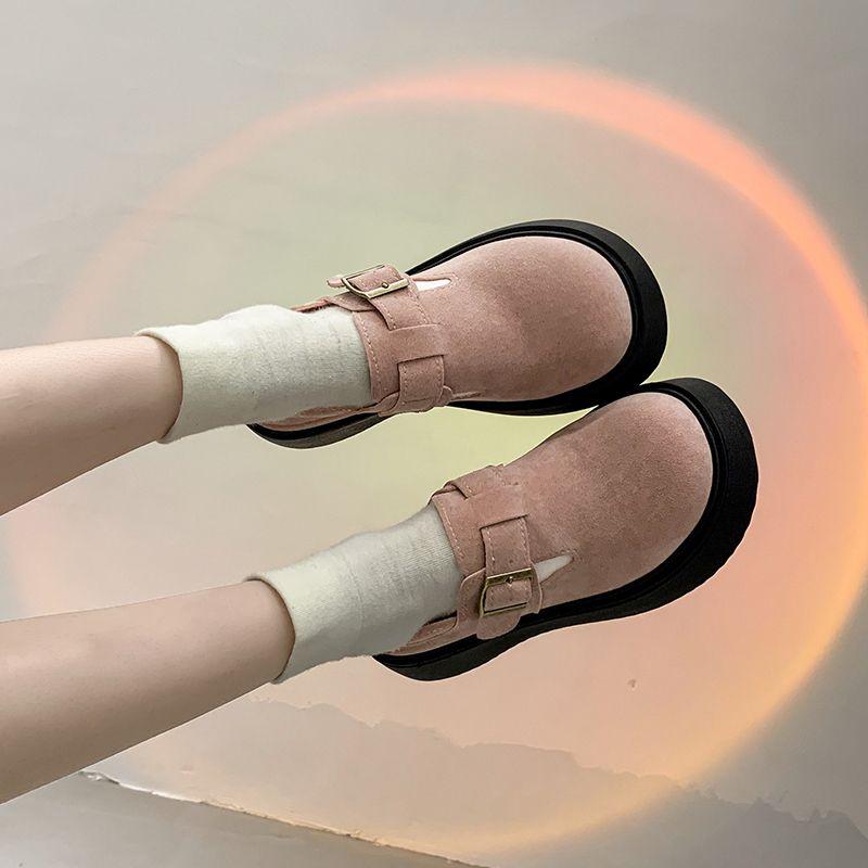 Pink Platform Woman Pumps with Medium Heels Round Toe Shoes for Women Korean Style Summer 2025 Trend Beau Today Genuine Mark 39