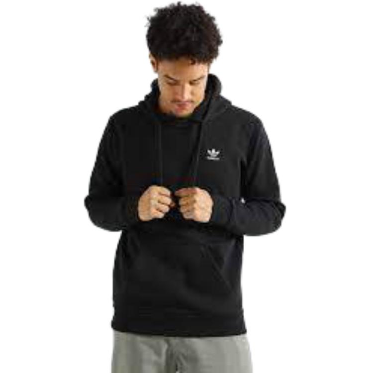 adidas Мужская флисовая толстовка с однотонным логотипом Originals Essentials, черные H34652