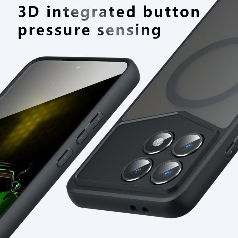 Для Xiaomi Redmi K70 K70E Poco F6 X6 Pro Чехол Матовый Magsafe Ударопрочный Встроенные Уголки с Воздушной Подушкой Нежелтеющий Материал Мягкая Обложка