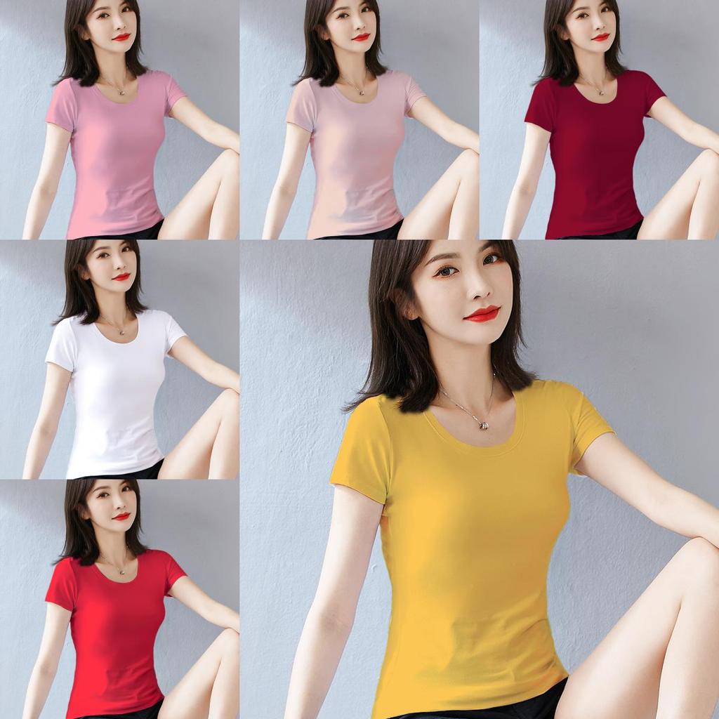 T Shirt For Women Casual Short Sleeve Cotton Splicing Top For Spring Wear