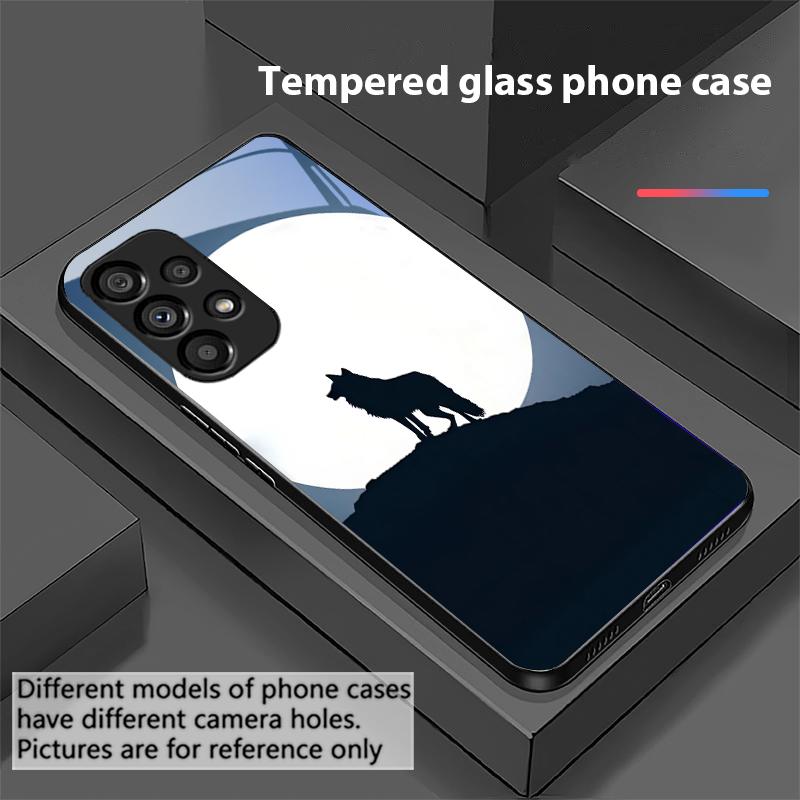 Луна и Волк Для Samsung Galaxy S10 S20 Plus S21 FE S22 S23 S24 FE S25 Ultra Черный чехол для телефона из закаленного стекла, твердый чехол