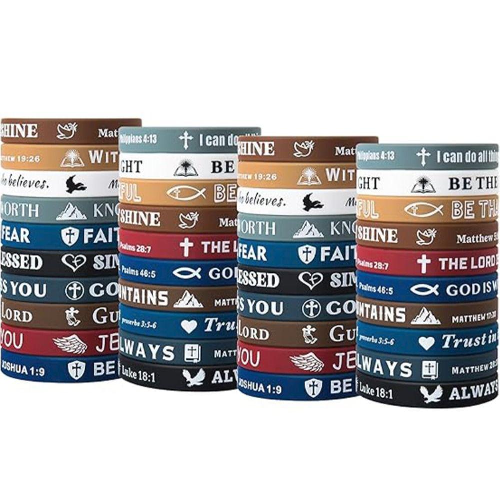 10PCS Silicone Christian Daily Bible Verse Bracelet Colorful Christian Bracelets Jewelry Gifts