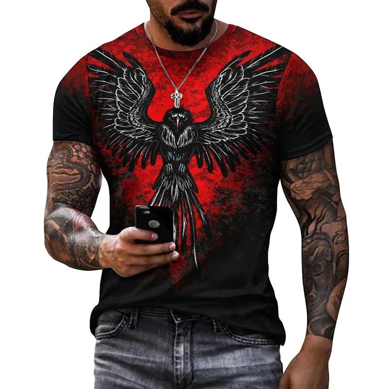 Punk Crow 3D Printed T-Shirt Dark Mighty Raven T Shirt For Men Casual Streetwear Women Tees Casual Birds Graphic Oversized Tops