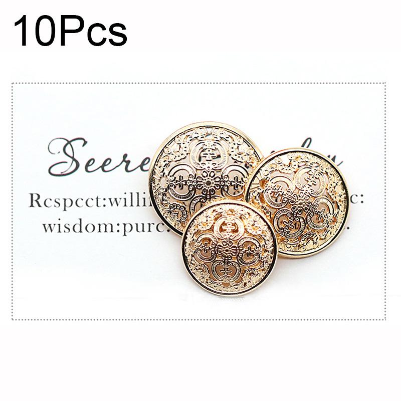 10PCS Carved Golden Hollow Buttons Clothing Handmade Sewing DIY Fashion European Decorative