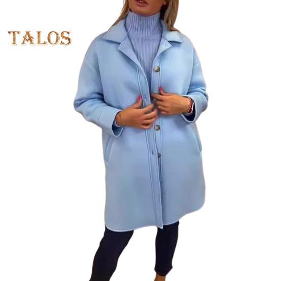 Женское зимнее пальто, однобортное, с отложным воротником в стиле ретро, с длинными рукавами, на пуговицах, кардиган средней длины, с разрезом, весна-осень, шерстяное пальто для активного отдыха