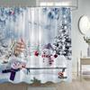 Christmas Snowman Shower Curtain Winter Forest Red Berry Birds Snowy Scene Xmas Bath Curtains Fabric Wall Hanging Bathroom Decor