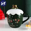Рождественская кружка с крышкой Ложка Девушка Милая кофейная чашка Керамическая чашка для воды Офисная пара