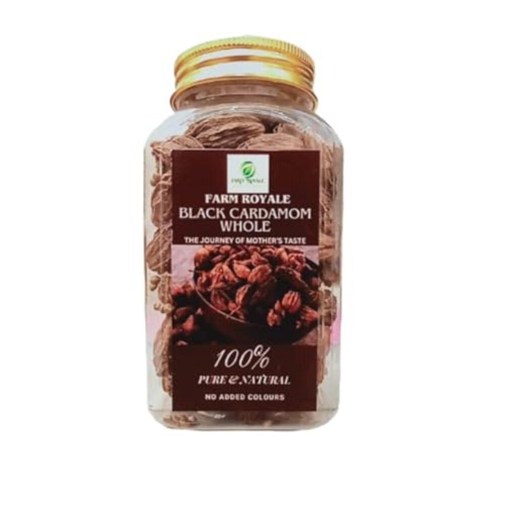 Farm Royale Black Cardamom Whole 100g | Premium Badi Elaichi | Smoky Aromatic Spice | Farm Fresh & Natural